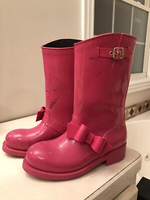 VALENTINO RED V BOW PINK RAIN BOOTS SIZE 39 | eBay