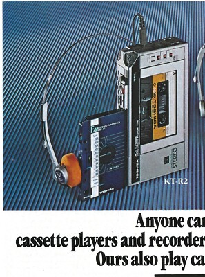 Vintage Print Ad Toshiba KT-S1 / KT-R2 Portable AM/FM Cassette
