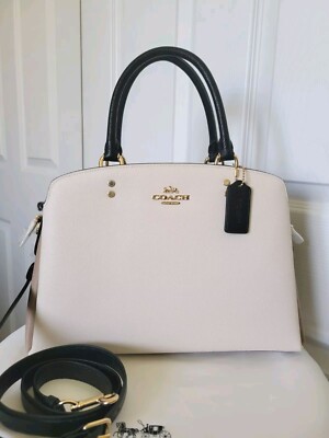 NWOT COACH Lillie Color Block Black Tan Chalk Leather Carryall