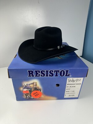 Resistol 4X Beaver Black Suede Cowboy Hat - Size 7-1/8” L 4 1/4