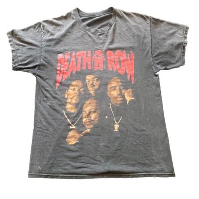 VTG Death Row Records Rap Black T-Shirt Tupac Snoop Dogg Dr Dre Sz