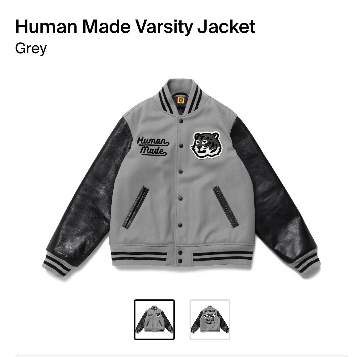 Human Made varsity jacket grey | eBay