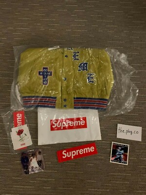 Supreme Old English Corduroy Varsity Jacket (BRAND NEW) Sulphur