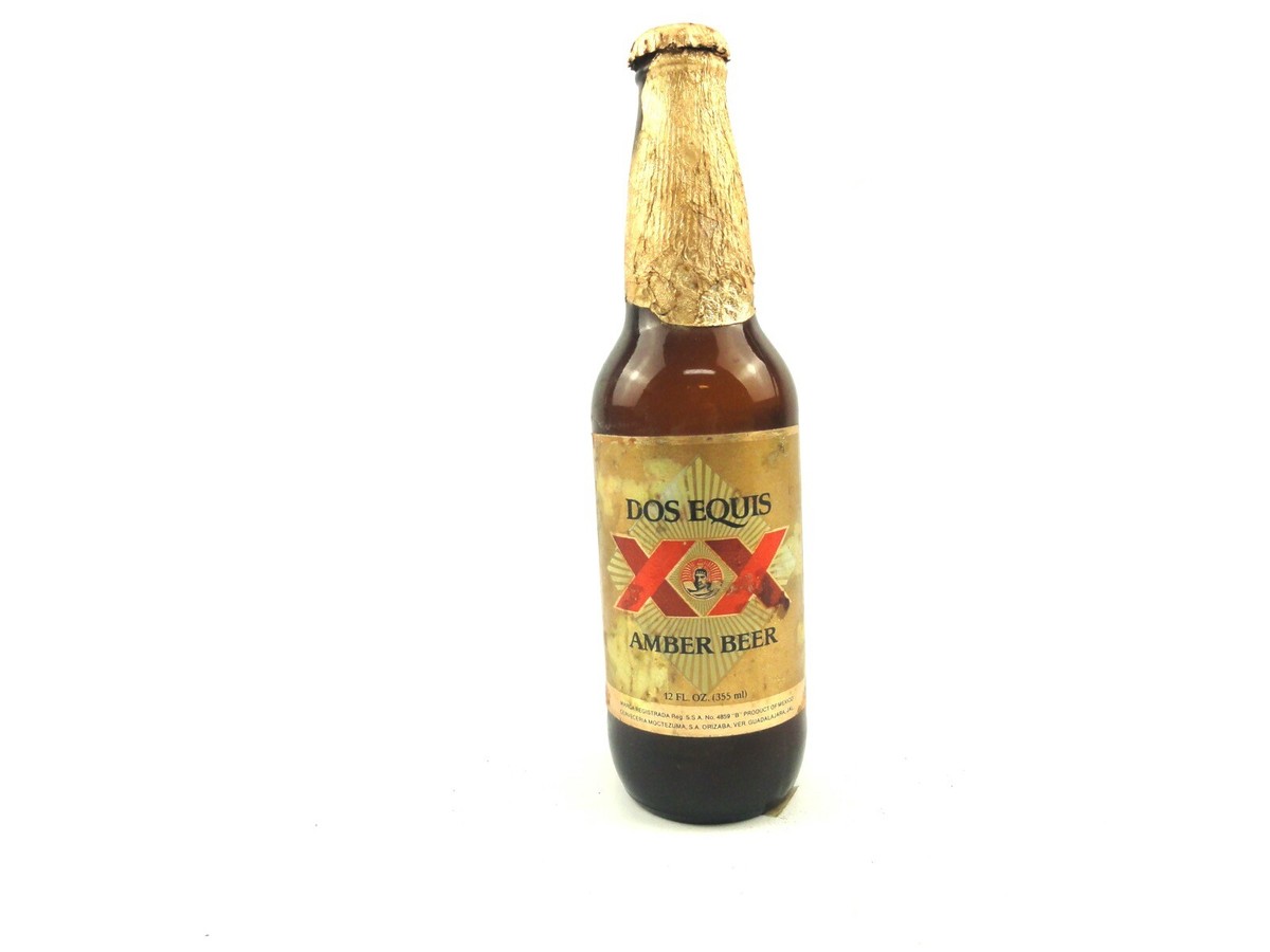 Dos Equis Amber Beer 12 Ounce Empty Glass Beer Bottle Brown Mexico