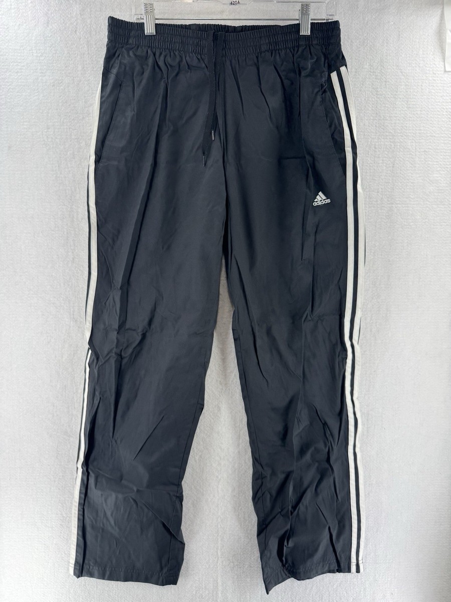 Vintage Y2K Adidas Wind Pants Men's L Black 3 Stripe Track Pants