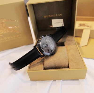 NEW Burberry BU9364 Men's Dark Grey Dial Leather Chronograph
