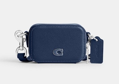 Coach Crossbody Pouch in Crossgrain Leather CP271 - Deep Blue NWT