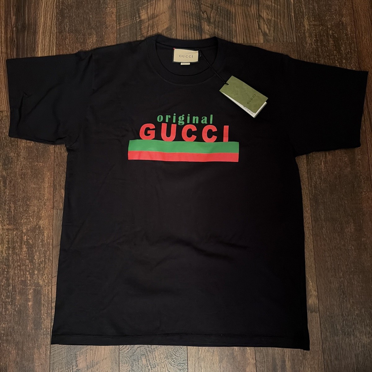 GUCCI 22SS Mirror Print T Shirt Short Sleeve Cut Sew Blue 616036