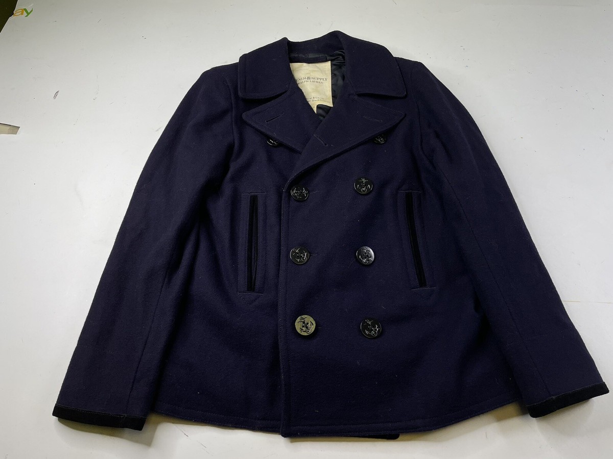 Ralph Lauren Denim & Supply Wool Navy Blue Peacoat Jacket Mens