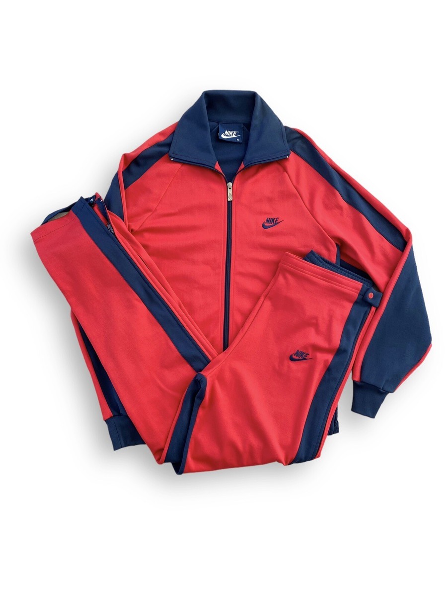 Vintage 80s Nike Swoosh Tracksuit Blue Tag Nylon Lycra Full Zip