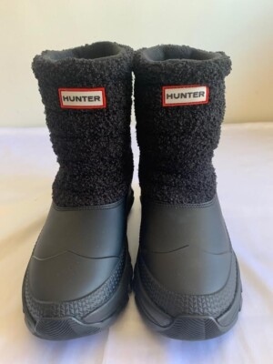 NWT HUNTER BOOTS SHORT SHERPA SNOW/RAIN BOOTS WOMEN'S Sz 7 BLACK