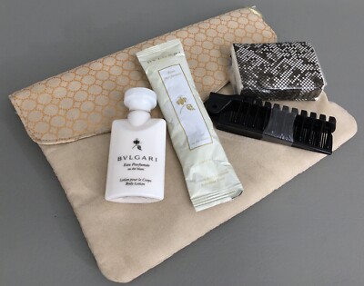BVLGARI Travel Kit Bag-Toiletries-Lotion-Tissues-Comb-Refreshing