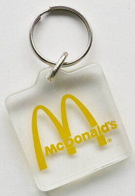 UNUSED Vintage McDONALD'S KEYCHAIN Clear ACRYLIC Yellow M Golden