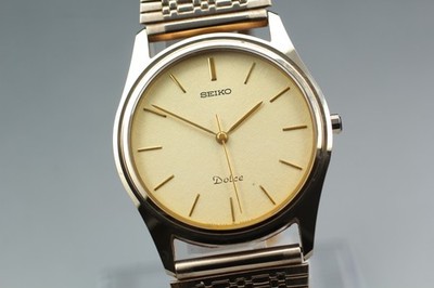 Vintage 1987 [Exc+5] Seiko Dolce 7741-6020 Gold Tungsten Qz Men's