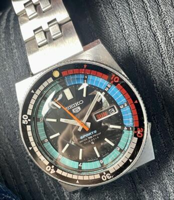 SEIKO 5 SPORTS 6119-6050 21 Jewels Automatic Black Dial Men's