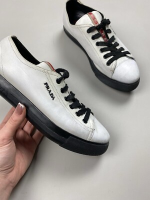 Prada ladies leather low top sneakers shoes size 36 | eBay