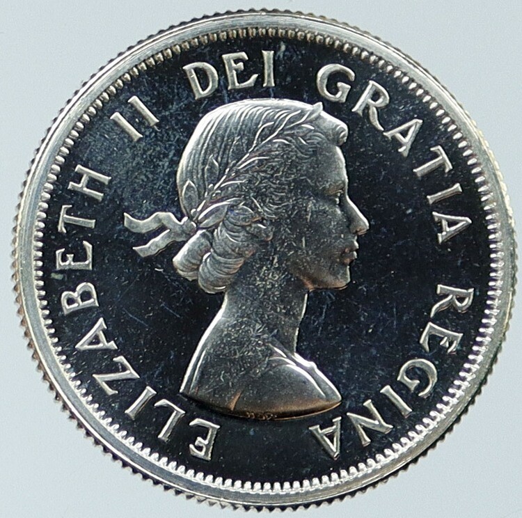 1963 CANADA United Kingdom QUEEN Elizabeth II DEER Silver 25 Cents