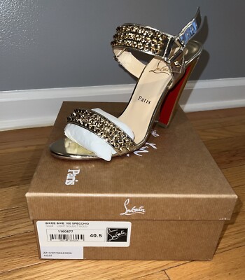 christian louboutin Gold Spike Sandal Heels | eBay