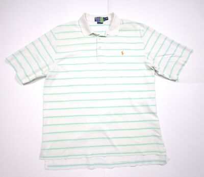 Polo Ralph Lauren L White Polo Shirt Mint Green Horizontal Stripe