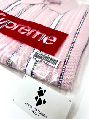 Supreme Pink Stripe Zip Up Cardigan Sweater Speckle (FW24) - Size
