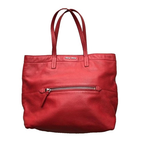 Miu Miu Side Ribbon Vitello Tote Bag in MUGHETTO Leather Gold