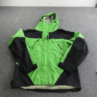 Marmot Jacket Womens Small Green Black Gore-Tex Hooded Waterproof