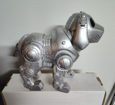 Vintage Tekno Silver Robotic Puppy Dog Motion Interactive by Toy