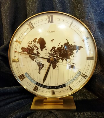 KIENZLE WELTZEITUHR AUTOMATIC WORLD TIME ZONE MODERNIST BRASS
