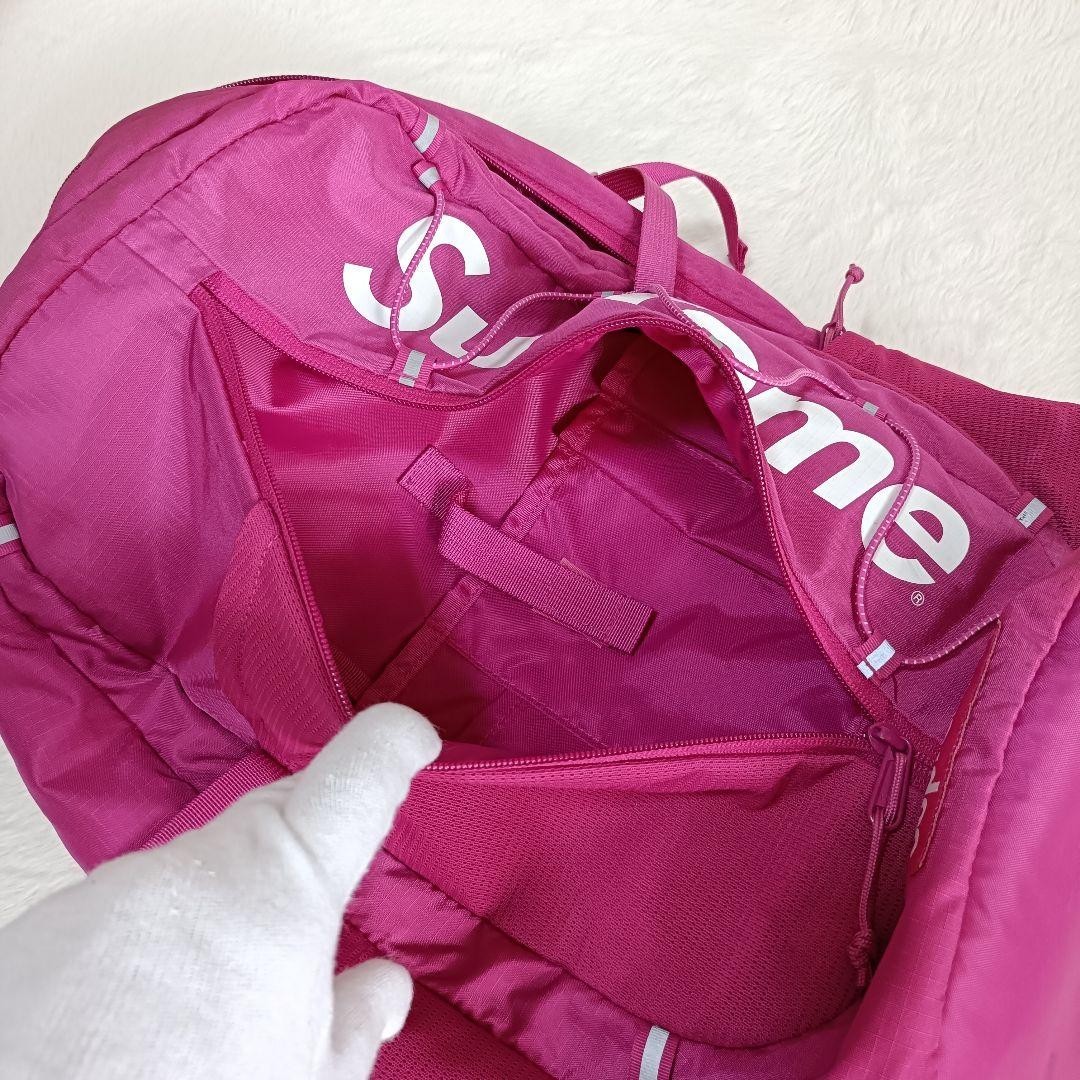 supreme 17SS Backpack CORDURA logo zip color Magenta Pink fashion