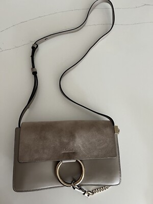 Excellent Used Condition Chloe Faye Small Grey Gray Crossbody Bag