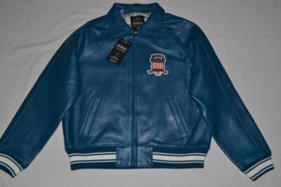 AUTHENTIC Avirex Icon Leather A1 BOMBER Jacket MENS TEAL BLUE NEW