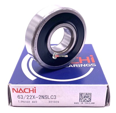 NACHI 63/22 X-2NSL C3 Ball Bearing, Rubber Sealed 63/22-2RS 63
