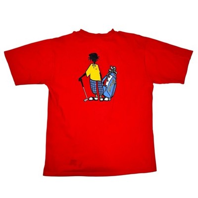 Vintage 90s Stussy Rasta Golf Stickman T-Shirt Size Large Red Made