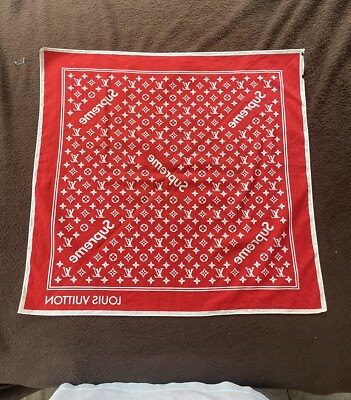Supreme x Louis Vuitton LV Monogram Bandana Scarf Red 100