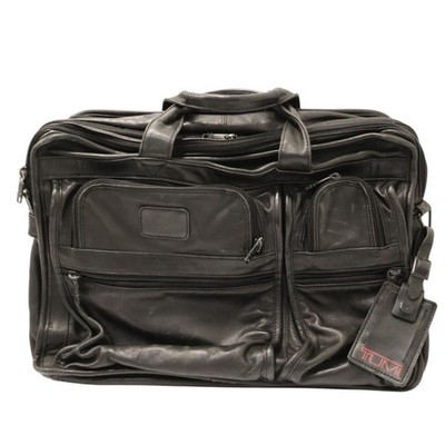 TUMI Alpha Leather Briefcase Laptop Expandable 96141D4 Brief Bag