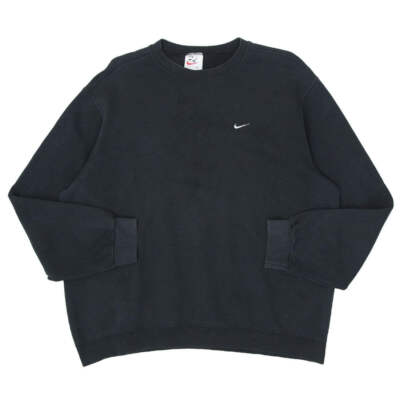 90's Vintage Nike Swoosh Embroidered Black Crewneck Sweatshirt