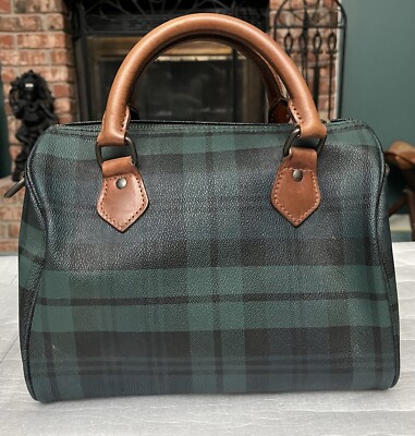 Polo Ralph Lauren Small Mini Boston Speedy Handbag Bag Green Plaid