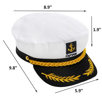 4 Pack White Yacht Captain Costume Hat Adjustable Boat Sailor Hat