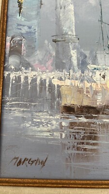 Alfred George Morgan c1898 Signed Original Boats lighthouse