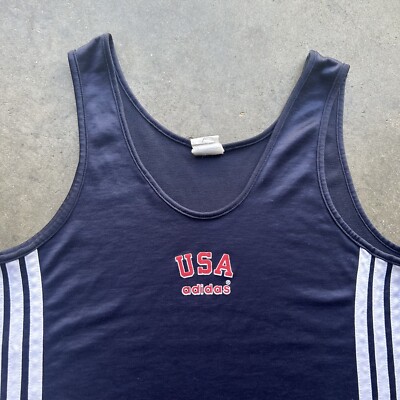 Vintage Adidas USA Olympics Tank Top Jersey Size Med Rare 70s 80s
