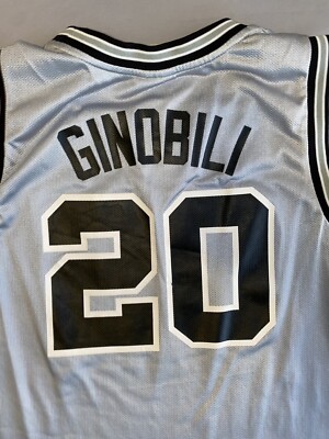 Reebok Manu Ginobili San Antonio Spurs Jersey Retro Silver