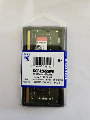 Kingston KCP426SS8/8 8GB 2666 MHz PC4-21300 SODIMM 260 Pin Memory