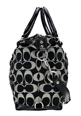COACH Black C Signature Leather ASHLEY Oversized Boston Bag +