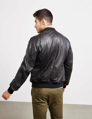 HUGO BOSS Josiah Leather Bomber Jacket Black for Men - Size 36 | eBay