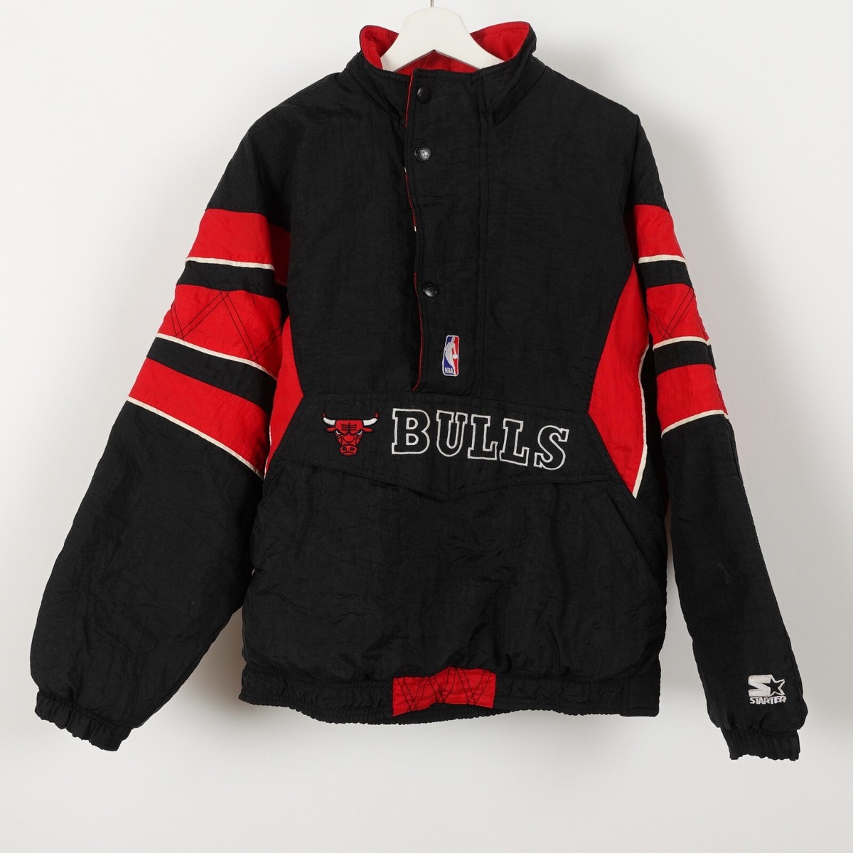 Vintage 90s Chicago Bulls NBA Starter Half Zip Pull Over Jacket