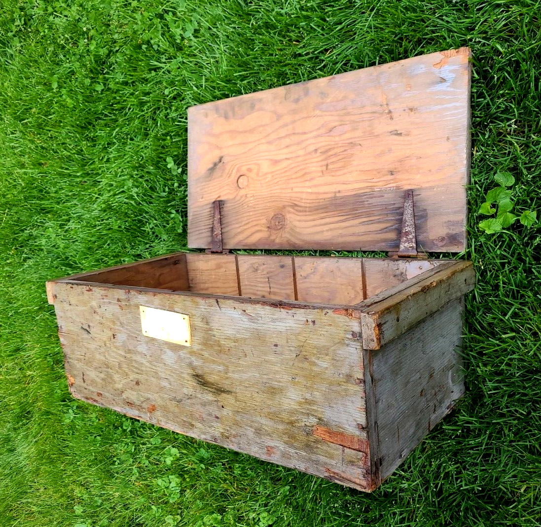 Vintage Wood Tool Storage Box Original Old Hand Crafted Primitive