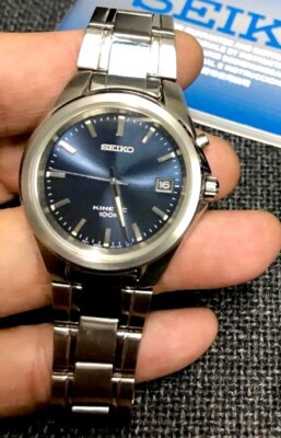 Seiko Kinetic 100m Blue Dial Stainless Steel Men's Watch SKA113P1