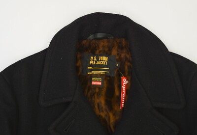 SUPREME x SCHOTT FUR LINED PEACOAT - BLACK - MEDIUM - VERY RARE