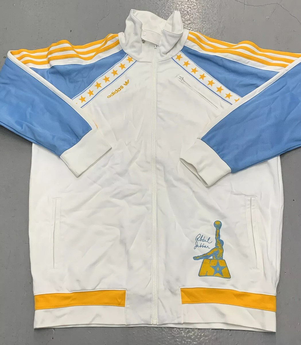 Adidas Kareem Abdul-Jabbar white zip up jacket Large NBA Los