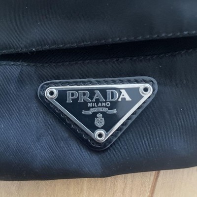 Auth PRADA Tissue Case Pocket Tissue Pouch Nylon Black Logo